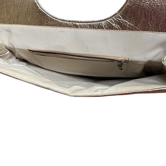 Vintage 1960s Gold Metallic Oversized Square Mod Purse Clutch Handbag * - Picture 4 of 4
